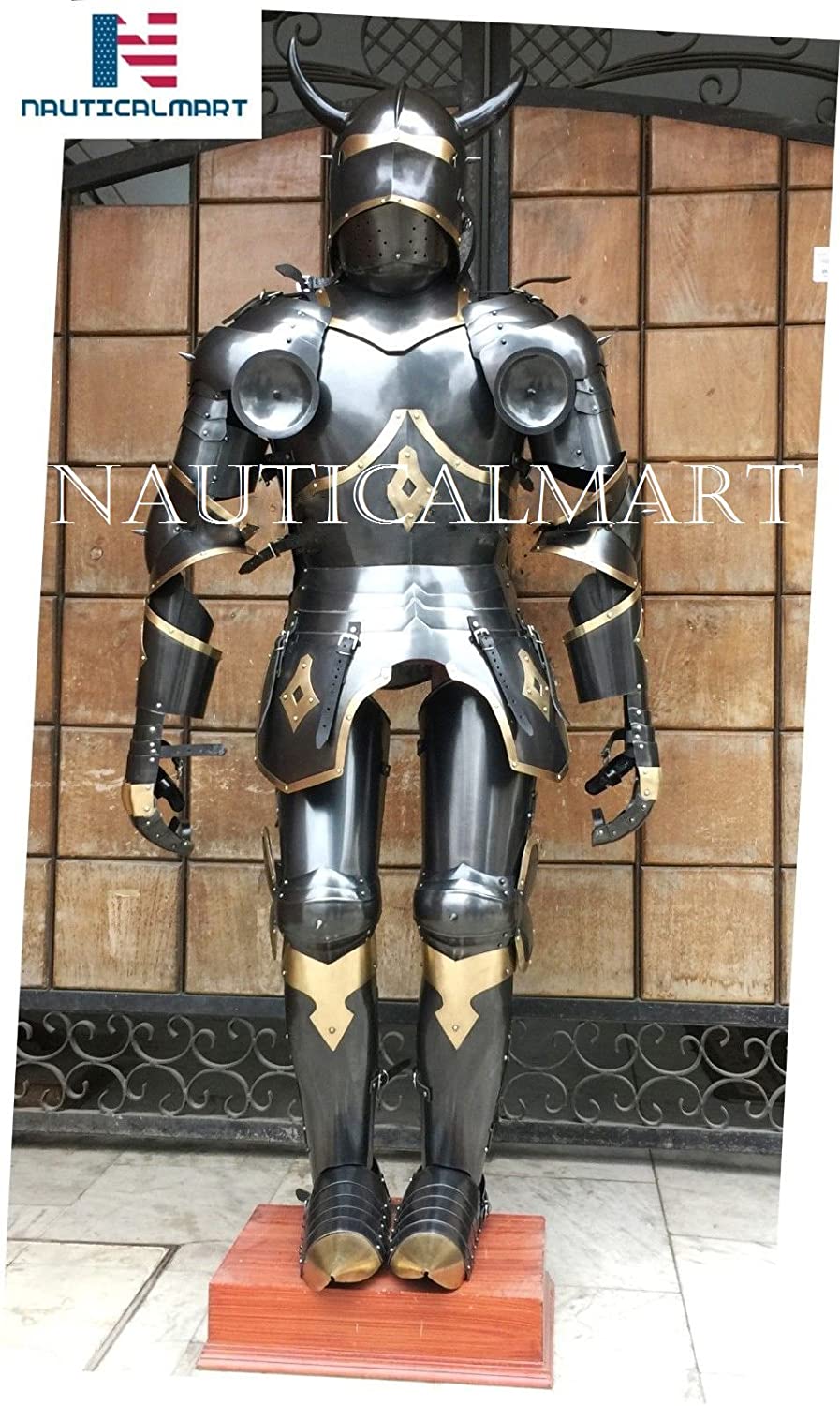 MEDIEVAL KNIGHT BRASS Wearable Full Black Body Suit Armour